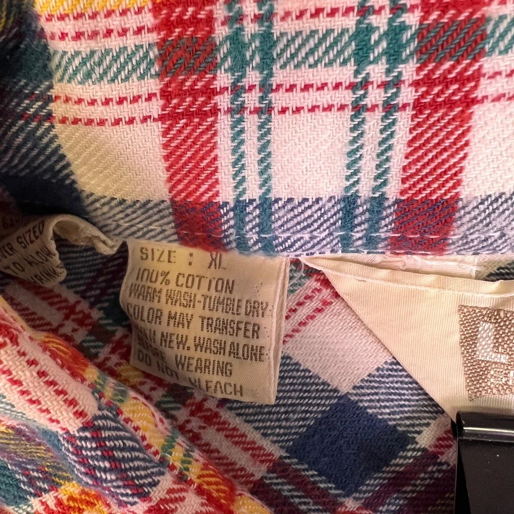 VTG 70s Levis Western Shirt Mens XL Plaid Snap‎ Sportswear Retro Big E White Tab